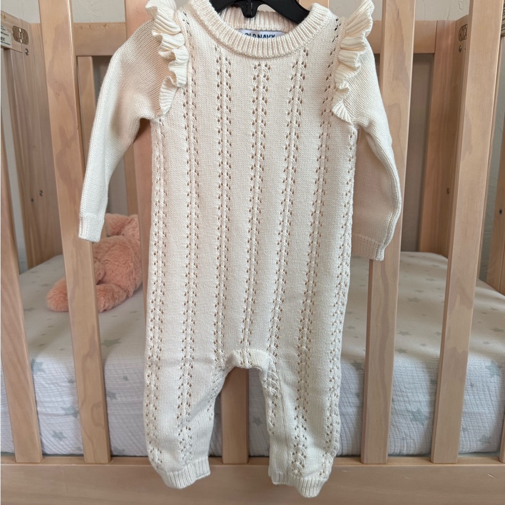 Cream Knit Ruffle One Piece